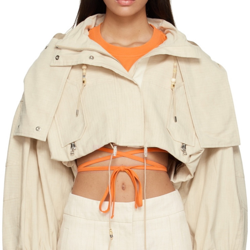 Jacquemus Beige Le Raphia 'La Parka Raphia' Jacket